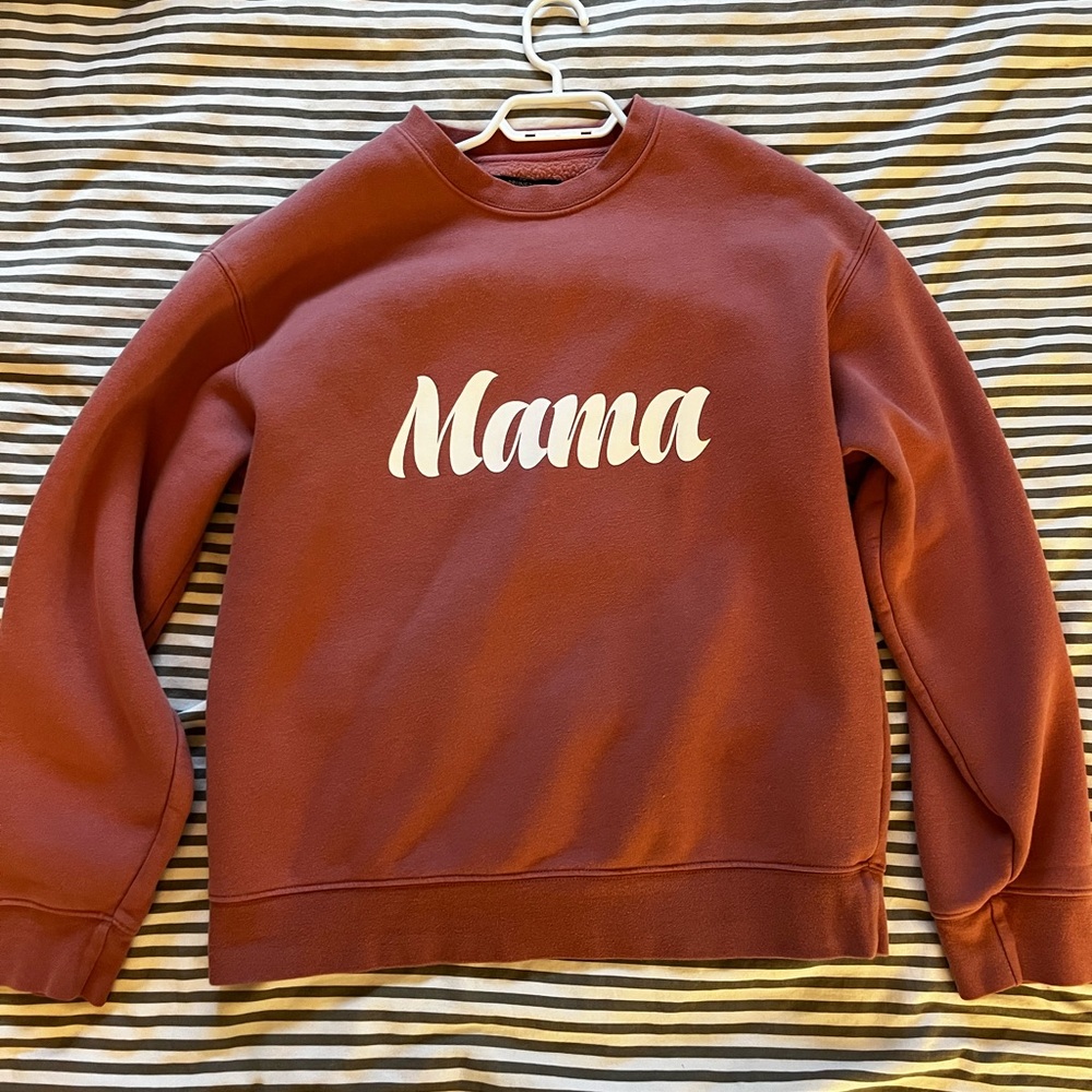 Brunette The Label Red 'Mama' Crew Neck Sweater
